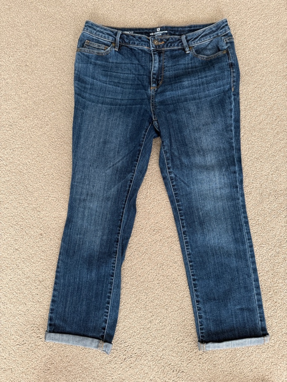 LOFT Dark Blue Boyfriend Jeans - Cropped Straight